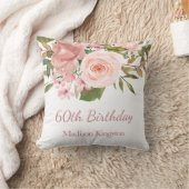 ピンクのバラ金ゴールド花60th誕生日パーティーギフト クッション (ブランケット)