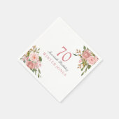 ピンクのバラ金ゴールド花70th誕生日パーティナプキンス スタンダードカクテルナプキン (角)