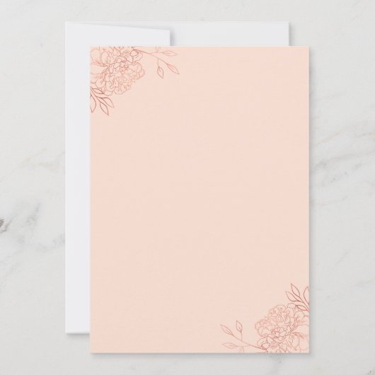 ピンクのバラ金ゴールド輪郭フラワーズフローラキンセアニェラ 招待状 (裏面)