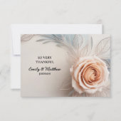 ピンクのバラ露ドロップデザイナーサンキューカード (正面)