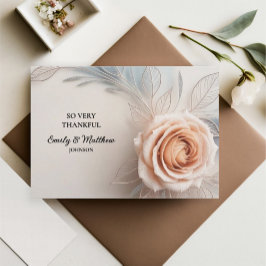 ピンクのバラ露ドロップデザイナーサンキューカード