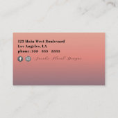 ピンクのバラ黒の四角形フレームフローラデザイナー 名刺 (裏面)