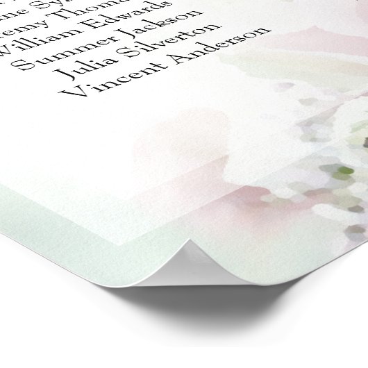 ピンクのバラ10テーブル結婚のシーティングチャート ポスター (角)