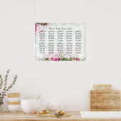 ピンクのバラ10テーブル結婚のシーティングチャート ポスター (キッチン)