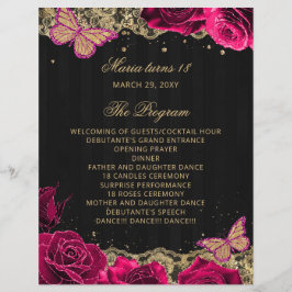 ピンクのバラ18キャンドルとバラセレモニープログラム