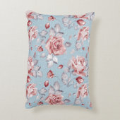 ピンクのバラ2の優雅の壁紙パターン アクセントクッション (裏面(縦))