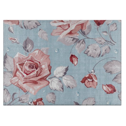 ピンクのバラ2の優雅の壁紙パターン カッティングボード (正面)