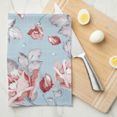 ピンクのバラ2の優雅の壁紙パターン キッチンタオル (四つ折り)