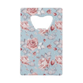 ピンクのバラ2の優雅の壁紙パターン クレジットカード栓抜き (裏面)