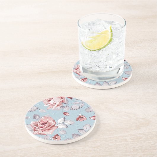 ピンクのバラ2の優雅の壁紙パターン コースター (側面)