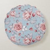 ピンクのバラ2の優雅の壁紙パターン ラウンドクッション (裏面)