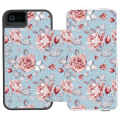 ピンクのバラ2の優雅の壁紙パターン INCIPIO iPhoneウォレットケース (フォリオ Open)