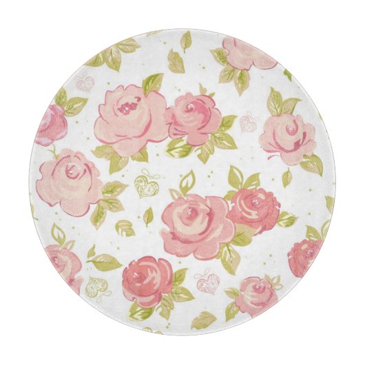 ピンクのバラ3の優雅の壁紙パターン カッティングボード (正面)