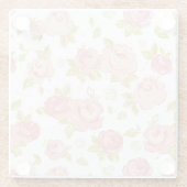 ピンクのバラ3の優雅の壁紙パターン ガラスコースター (裏面)