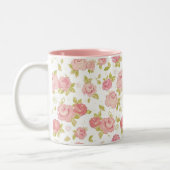 ピンクのバラ3の優雅の壁紙パターン ツートーンマグカップ (左)