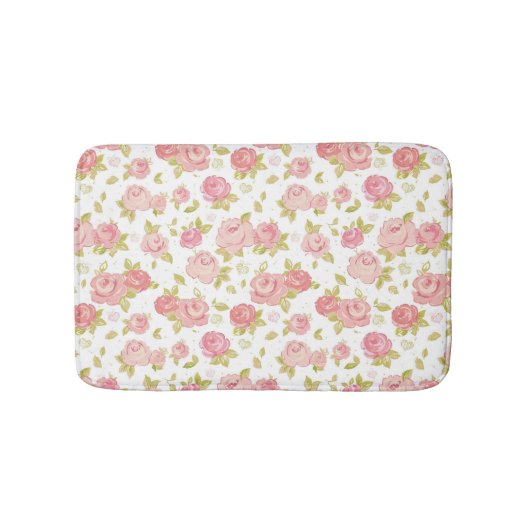 ピンクのバラ3の優雅の壁紙パターン バスマット (正面)