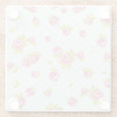 ピンクのバラ4の優雅の壁紙パターン ガラスコースター (裏面)