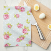 ピンクのバラ4の優雅の壁紙パターン キッチンタオル (四つ折り)
