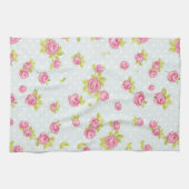 ピンクのバラ4の優雅の壁紙パターン キッチンタオル (横)