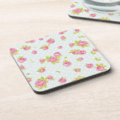 ピンクのバラ4の優雅の壁紙パターン コースター (左側)