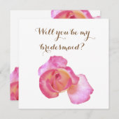 ピンクのバラ、あなたは私の花嫁のメイドカードになる 招待状 (正面/裏面)