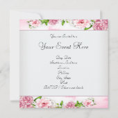 ピンクのバラ あらゆる行事のパーティー 招待状 (裏面)