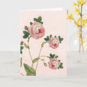 ピンクのバラ、ときに私は行く悔やみや弔慰詩 カード (黄色い花)