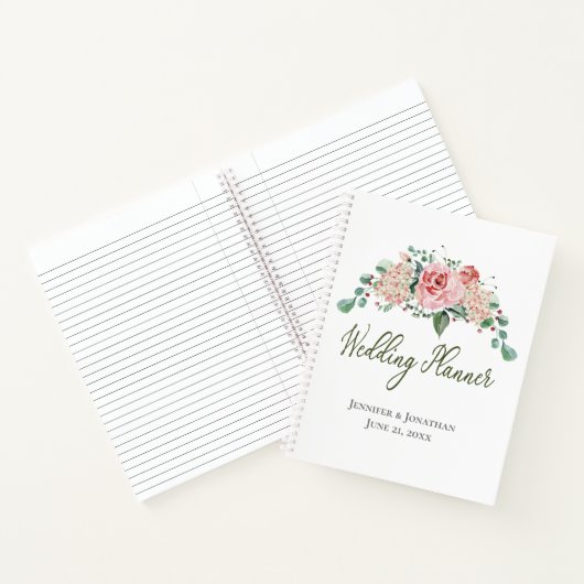 ピンクのバラ |と引用文 |ウェディングプランナーノートブック ノートブック (内部)