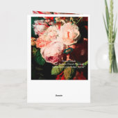 ピンクのバラ、アネモン、青い花バレンタインデー シーズンカード (裏面)