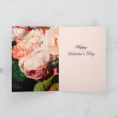 ピンクのバラ、アネモン、青い花バレンタインデー シーズンカード (内部)