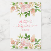 ピンクのバラ エレガントな花の女の子 ベビーシャワー ミニ ワインラベル (シングルラベル)