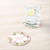 ピンクのバラ エレガントな花の女の子 ベビーシャワー ラウンドペーパーコースター (インサイチュ)