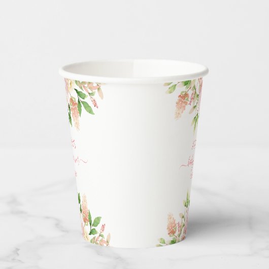 ピンクのバラ エレガントな花の女の子 ベビーシャワー 紙コップ (左)