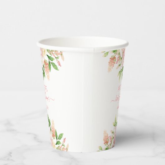 ピンクのバラ エレガントな花の女の子 ベビーシャワー 紙コップ (右)