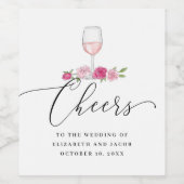 ピンクのバラ。エレガント赤面フローラス結婚クリプト ワインラベル (シングルラベル)