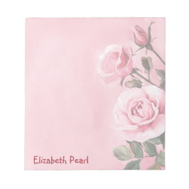 ピンクのバラ カスタムネーム 買い物リストTo-Doリスト ノートパッド