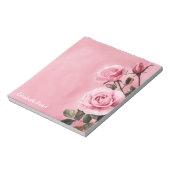 ピンクのバラ カスタムネーム 食事・買い物 To-Do リスト ノートパッド (回転)