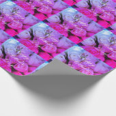 ピンクのバラ カスタム テキスト ハッピー マザーズ デイ フラワーズ ラッピングペーパー (角)