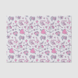 ピンクのバラ カップイド ラブ ハート パターン バレンタインデー 薄葉紙