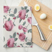 ピンクのバラ キッチンタオル (四つ折り)