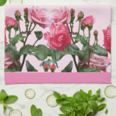 ピンクのバラ キッチンタオル (折り畳み)