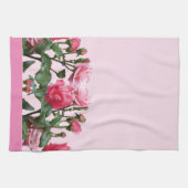 ピンクのバラ キッチンタオル (横)