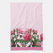 ピンクのバラ キッチンタオル (縦)