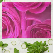 ピンクのバラ キッチンタオル (折り畳み)