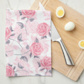 ピンクのバラ キッチンタオル (四つ折り)