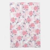 ピンクのバラ キッチンタオル (縦)