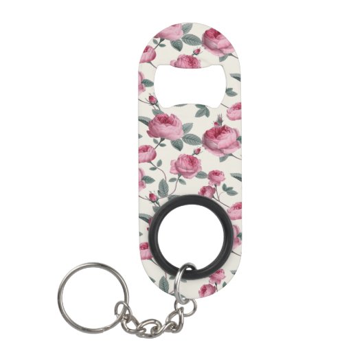 ピンクのバラ キーホルダー栓抜き (正面)