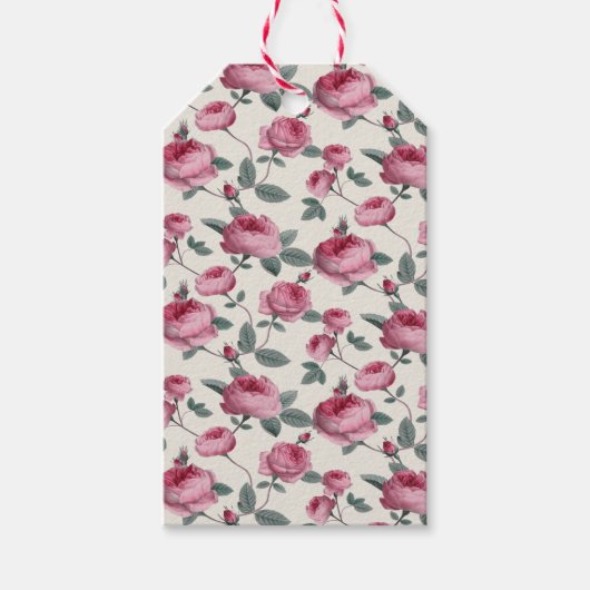 ピンクのバラ ギフトタグ (正面)