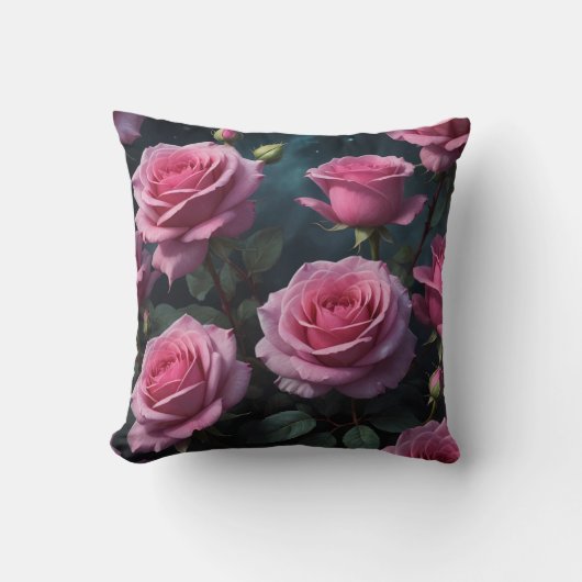 ピンクのバラ クッション (正面)