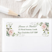 ピンクのバラ グリーンフォリア 送り先住所ラベル ラベル (インサイチュ)